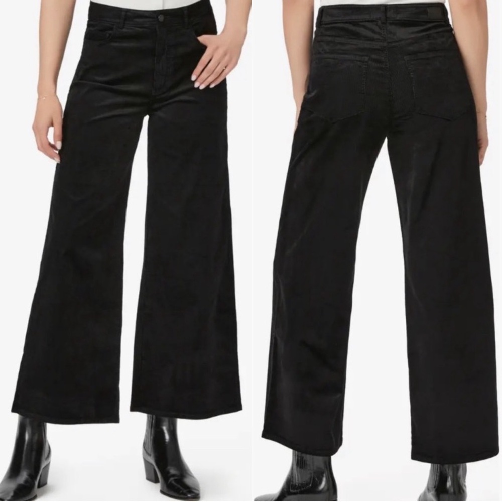 PAIGE Harper Wide Leg Ankle Pants Black Corduroy Size 32